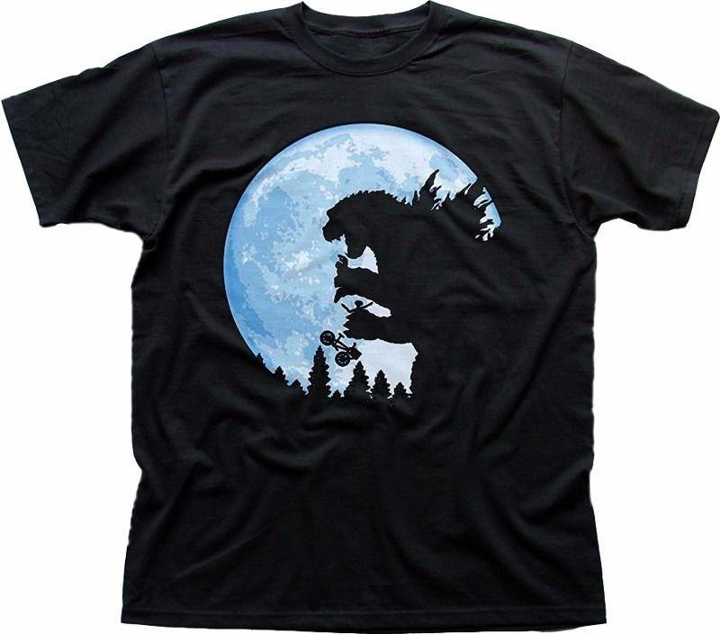 Godzilla vs E.T. ET Extraterrestrial movie TOKYO kids funny black t-shirt 9335 S разноцветный
