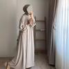 Elegant Solid Color Loose Pullover Dress for Muslim Women - Spring & Autumn Collection
