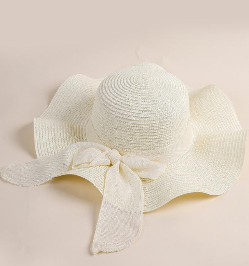 Summer Women Straw Hat Bowknot Wide Brim Floppy Panama Hats Female Lady Outdoor Foldable Beach Sun Cap Gift