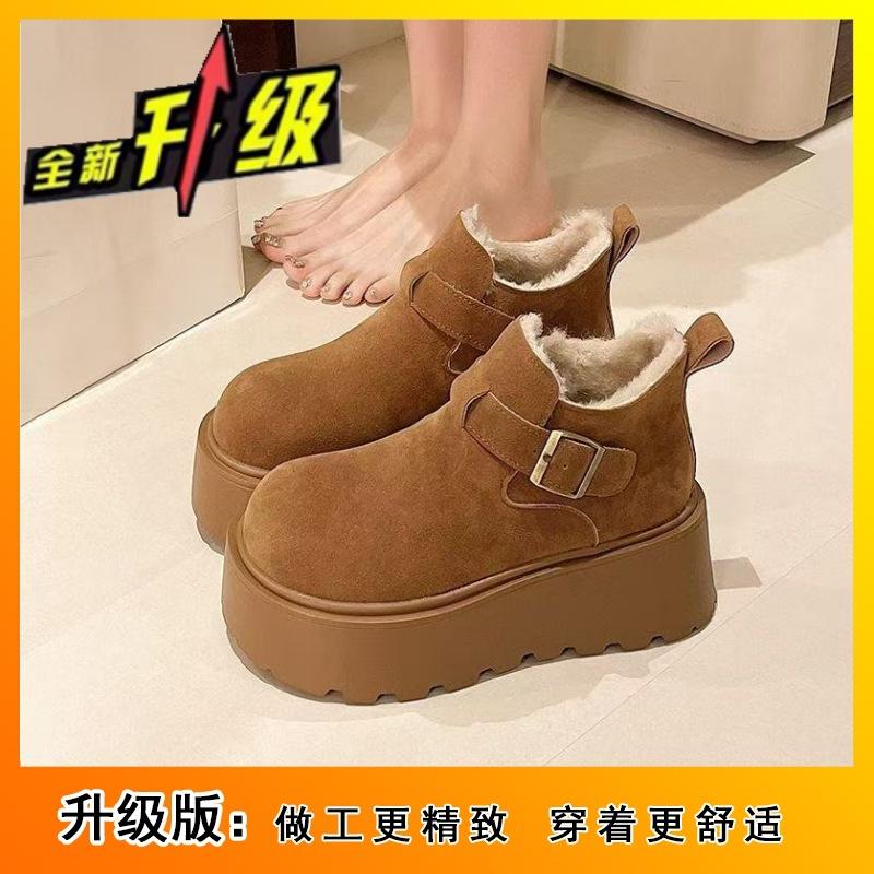 Martin Boots Short Boots Thick-soled Heightening Birkenstocks Women's Shoes Velvet Warm Snow Boots Cotton Shoes New Winter