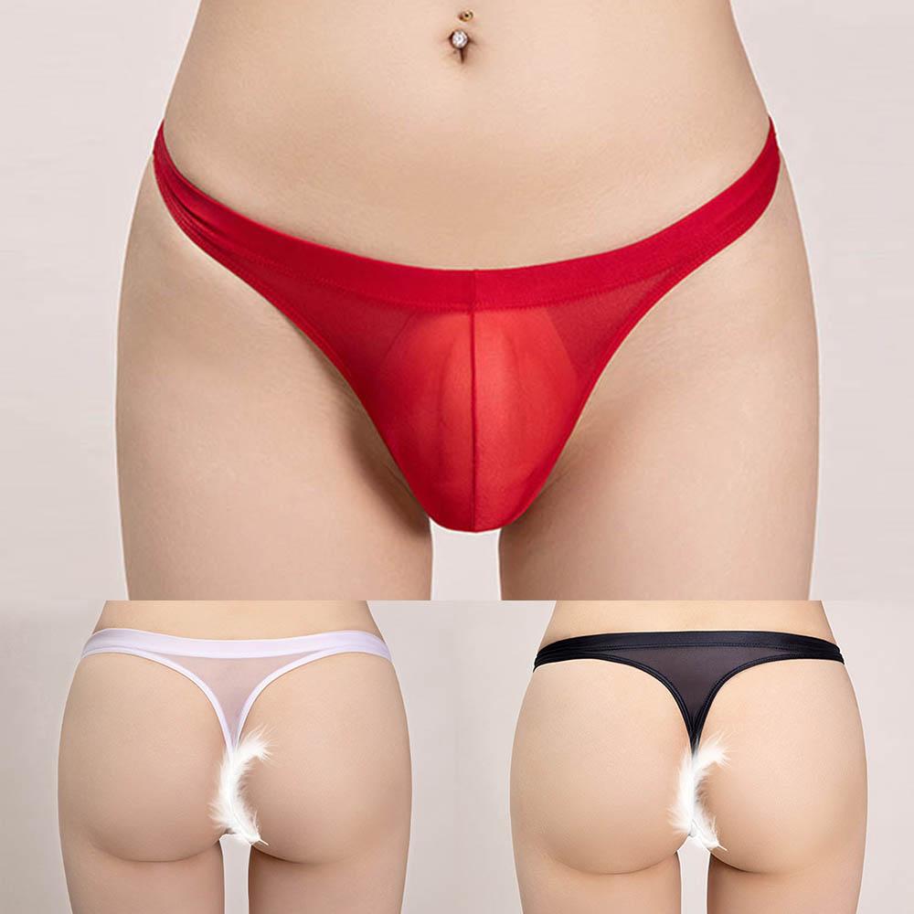 Breathable Men Underwear Fashion Glossy Low Rise Nylon