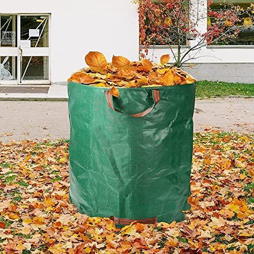 [Grün] Große Kapazität 272L (3 Pack) Garten Eimer/Unkraut Sammelsack, Großer Gartensack, Freistehend, Faltbar, Wiederverwendbar, Wasserdicht Gras Sammel