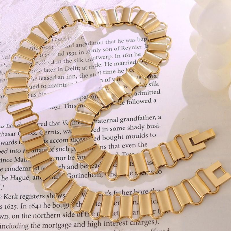 316L Stainless Steel Necklace Bracelet Ring For Women 18K Gold Plated No Tarnish Women's Neck Chains Bracelets Rings Zircon Set