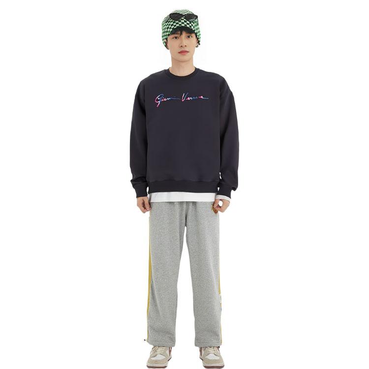 Versace Letter Print Crew Neck Pullover Long Sleeve Sweatshirt Men Sweatshirt Dark-Blue 10015061A01110-1U610