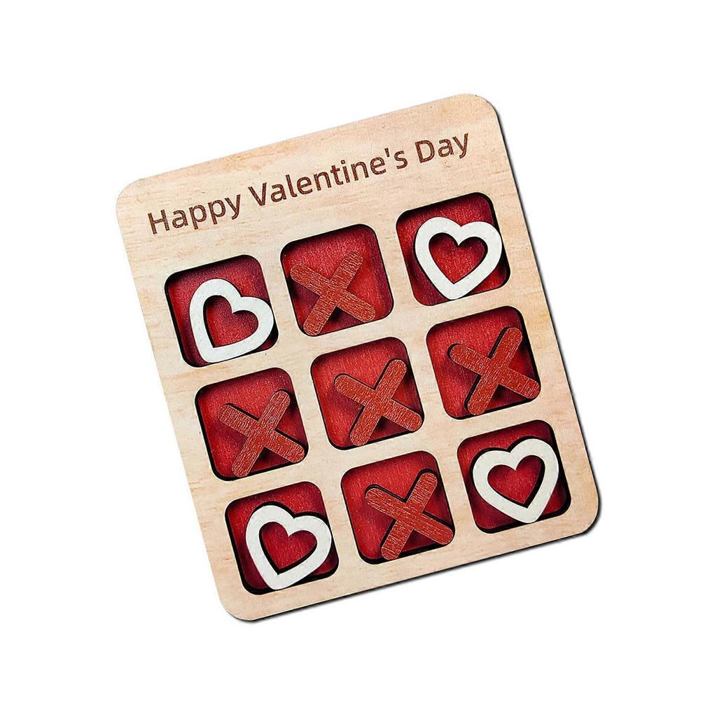 Romantics Valentines Wooden Board Game for Valentines Day Date Night Couples Gift Portable Entertainment Multicolor