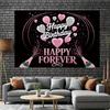 2D Happy Forever Birthday Backdrop, 2D Pink Silver Party Background for Photoshoot
