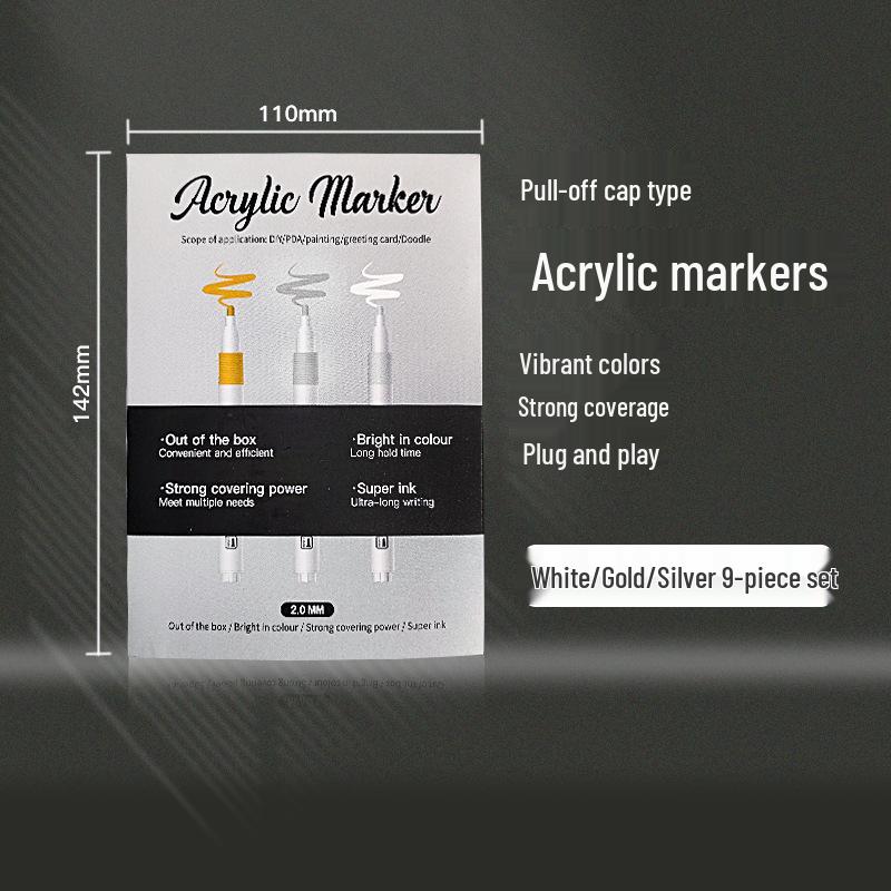 White Acrylic Non-Bleeding Art Pen for Students and Creative Holiday Painting