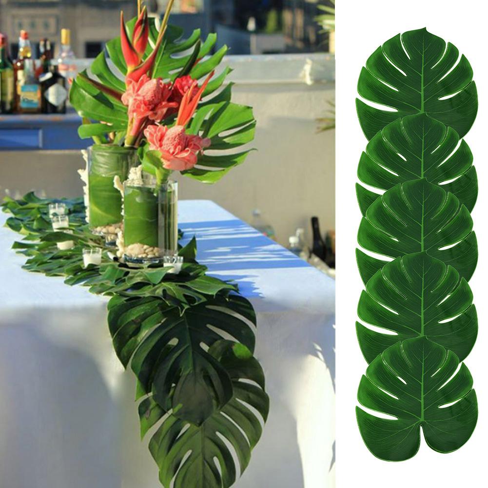 12Pcs Monstera Leaf Table Flag Cutlery Mat Coaster Family Wall Decoration Fake Flower