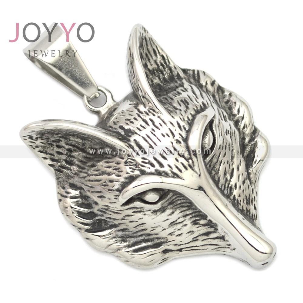 Stainless Steel Charm Nine Tailed Fox Pendant Animal Fox Head Pendants