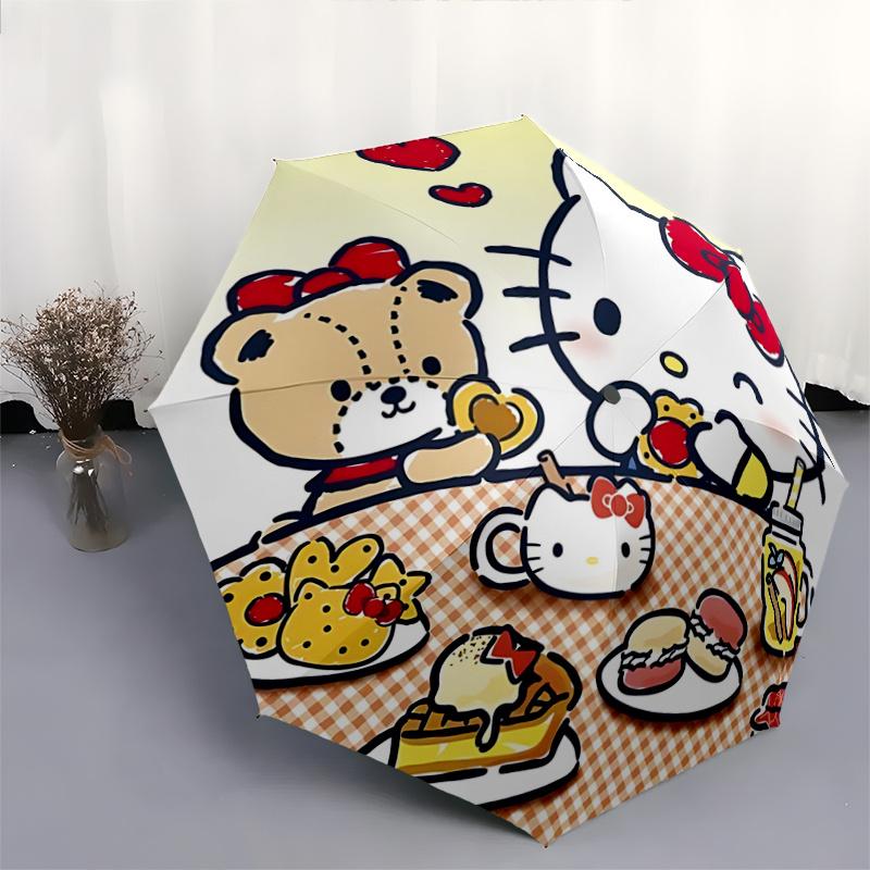 1pc Hello Kitty Automatic Opening/Closing Umbrella with Foldable Design, 8-Bone Iron Frame, Outdoor, Perfect Gift for Fans, Travelers, Everyday Use, S