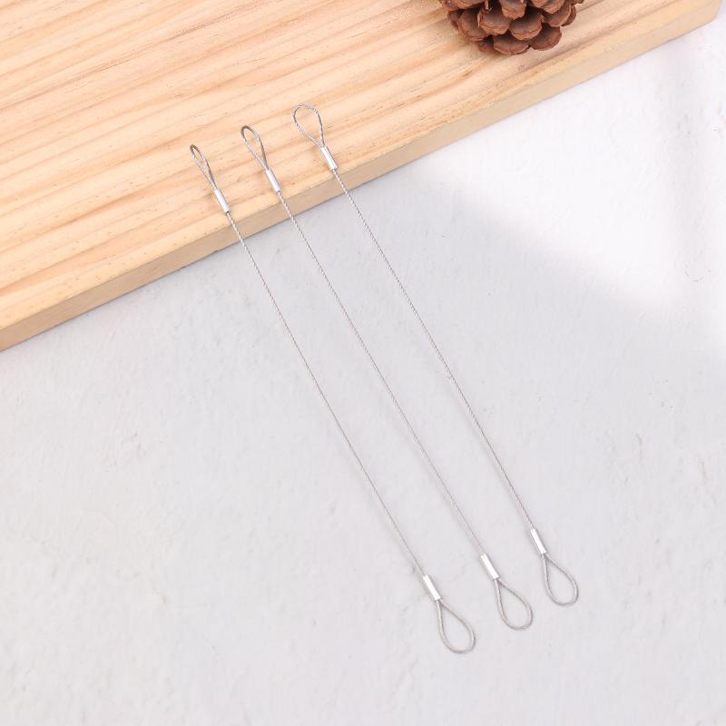 3 Pcs Safe 20Cm Safety Security Cable Wire Stainless Steel Sliver Stage Lights Rope Double Loop Daily