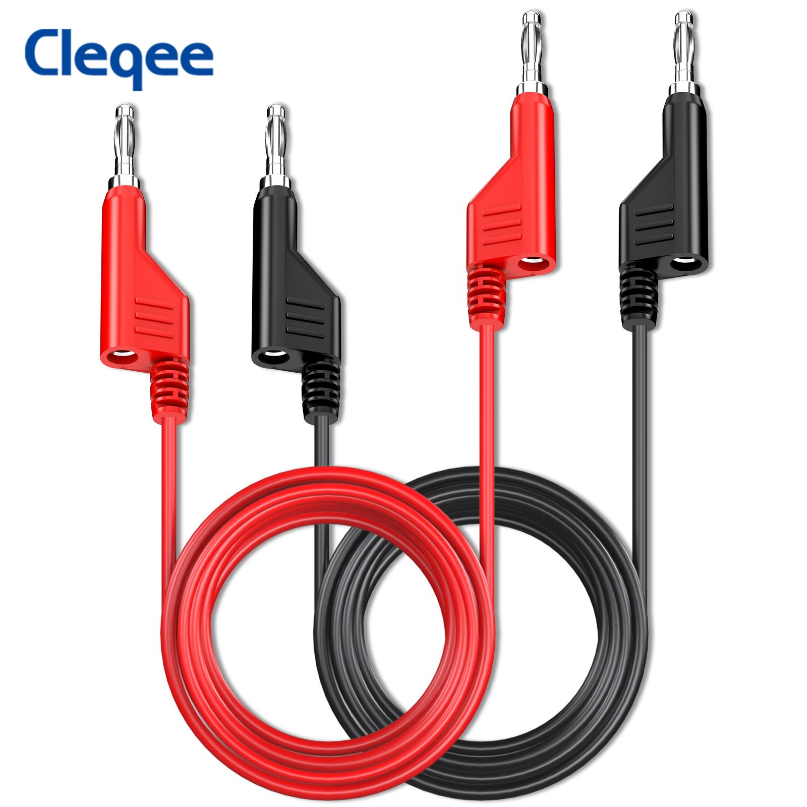 

Cleqee P1036 2PCS Dual 4mm Stackable Banana Plug Multimeter Test Leads 1m/2m/3m Electrical Test Cables Red/Black 1000V 15A 1m