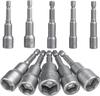 Set of 14 Socket Bits for Impact Socket Hex Socket Bits Drivers, Adapter, 6-19mm, 6.35mm Adapter, Shank,