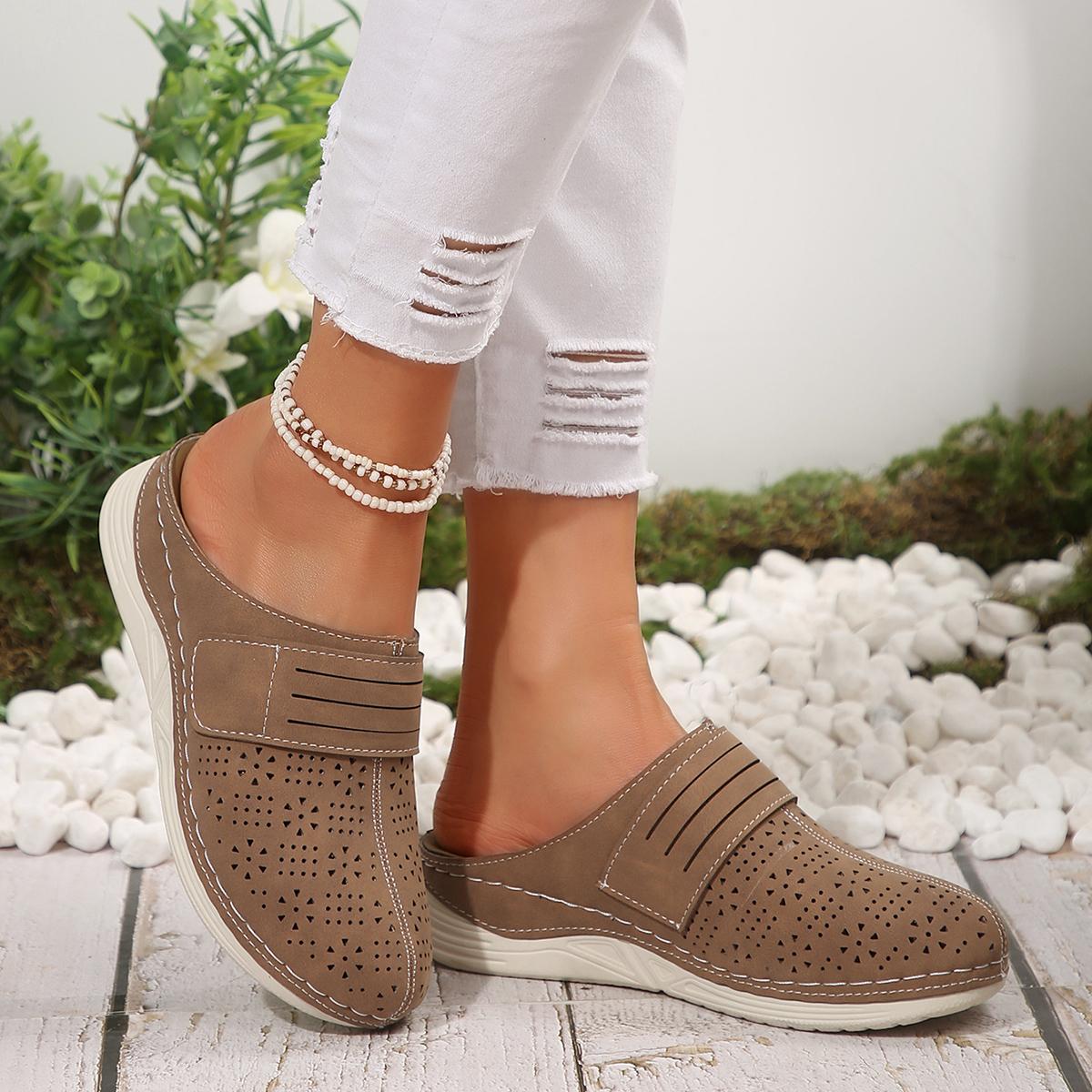 

Fashion Summer Women Shoes Sandals Beach Women s Sandals Solid Color Round Head Slip on Casual Comfortable Platform Women‘s Slippers 42 светло-коричневого