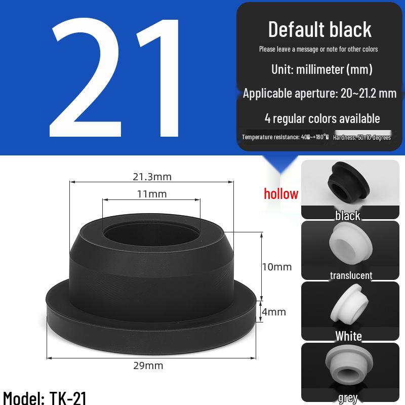 Black High-Temperature Resistant T-Shaped Silicone Stopper - Round Hole Rubber Gasket & Shock-Absorbing Blind Plug