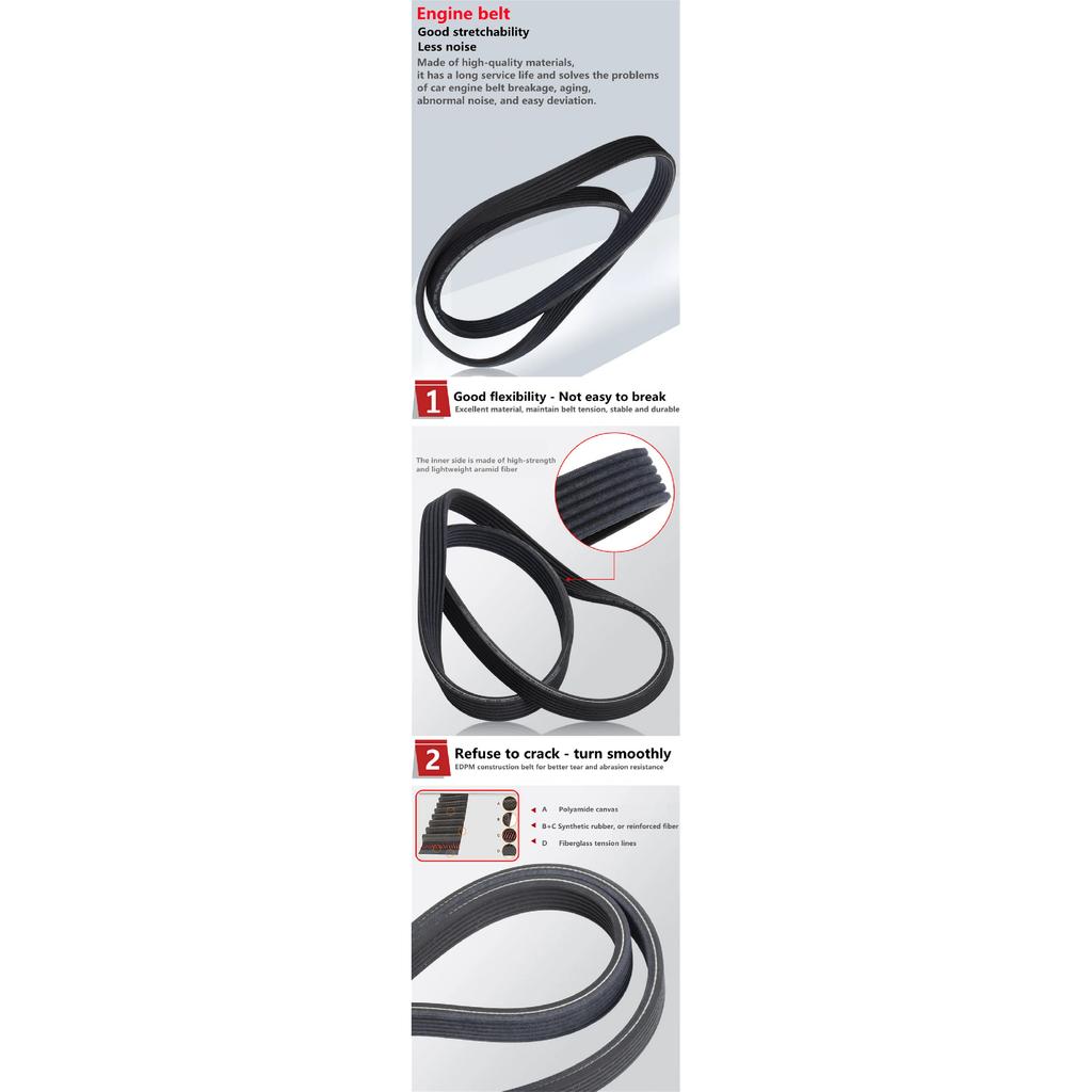 Engine Belt Air Conditioner V-Ribbed Belts 5PK 1195 1205 1215 1225 1235 1245 1255 1265 1275 1285 1295 1305 1315 1325 1335 1345