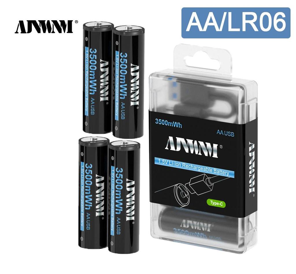 AJNWNM New 1.5V AA Li-ion Battery 3500mwh Li-Polymer USB Rechargeable Lithium USB Battery AA with USB Charging Function