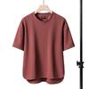 T-shirt Manches Courtes Lourd Uni Casual Homme, Col Rond, Coupe Ample, Grandes Tailles, Style Américain pour Printemps/Été