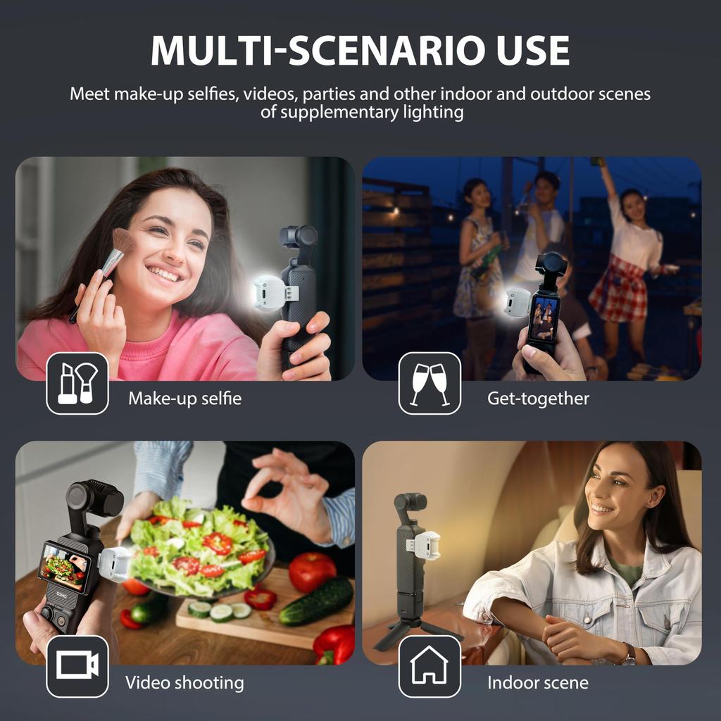 STARTRC Osmo Fill Light for Pocket 3 Creator Magnetic Fill Light Compatible with Pocket 1 Action Camera Accessories Combo, 3/Pocket 2/Pocket