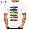 New Summer Men Short Sleeve Retro Turbo RWB 993 T-Shirt Hip Hop Casual Tops Vintage Harajuku Sport Car Fashion White Tees