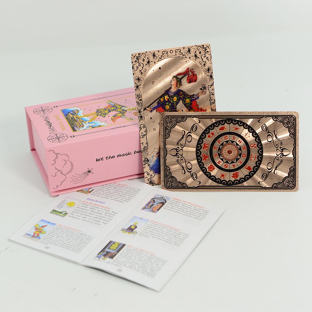 Rose Gold Waterproof Tarot Cards - 78-Card Classic Waite Hot Stamping Plastic Deck