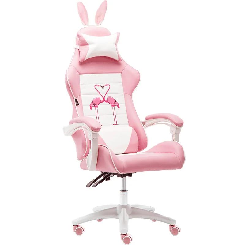 Gamer Chair with Rabbit Ear Design-Reclining & Rotating,Ergonomic for Women, Suitable for Competitions,Household &Live Streaming