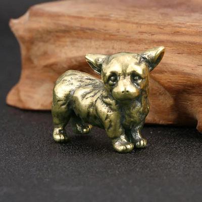 Nouveaux Ornements Corgi en Laiton Massif Pur, Personnalité Intéressante Chien, Collection d'Artisanat en Bronze Ancien