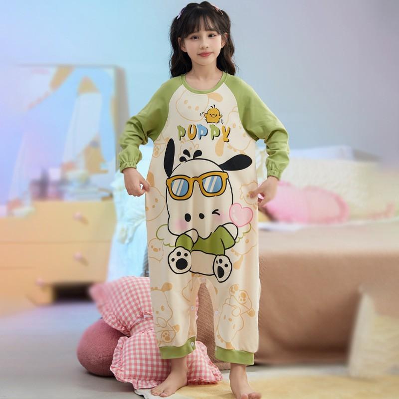 Girls Cotton Pajama Set Long Sleeve One-Piece Sleepwear Collection Cartoon Animal Print Kids Nightwear 3-8 Years