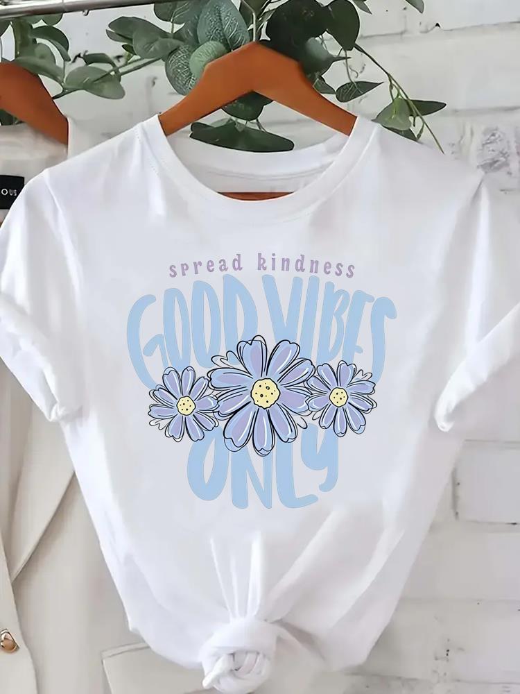 (Asian Size) Women Tee Fashion Lady Clothing Love Heart Feather  Casual T Shirt Female Top Printed Graphic Short Sleeve T-shirts