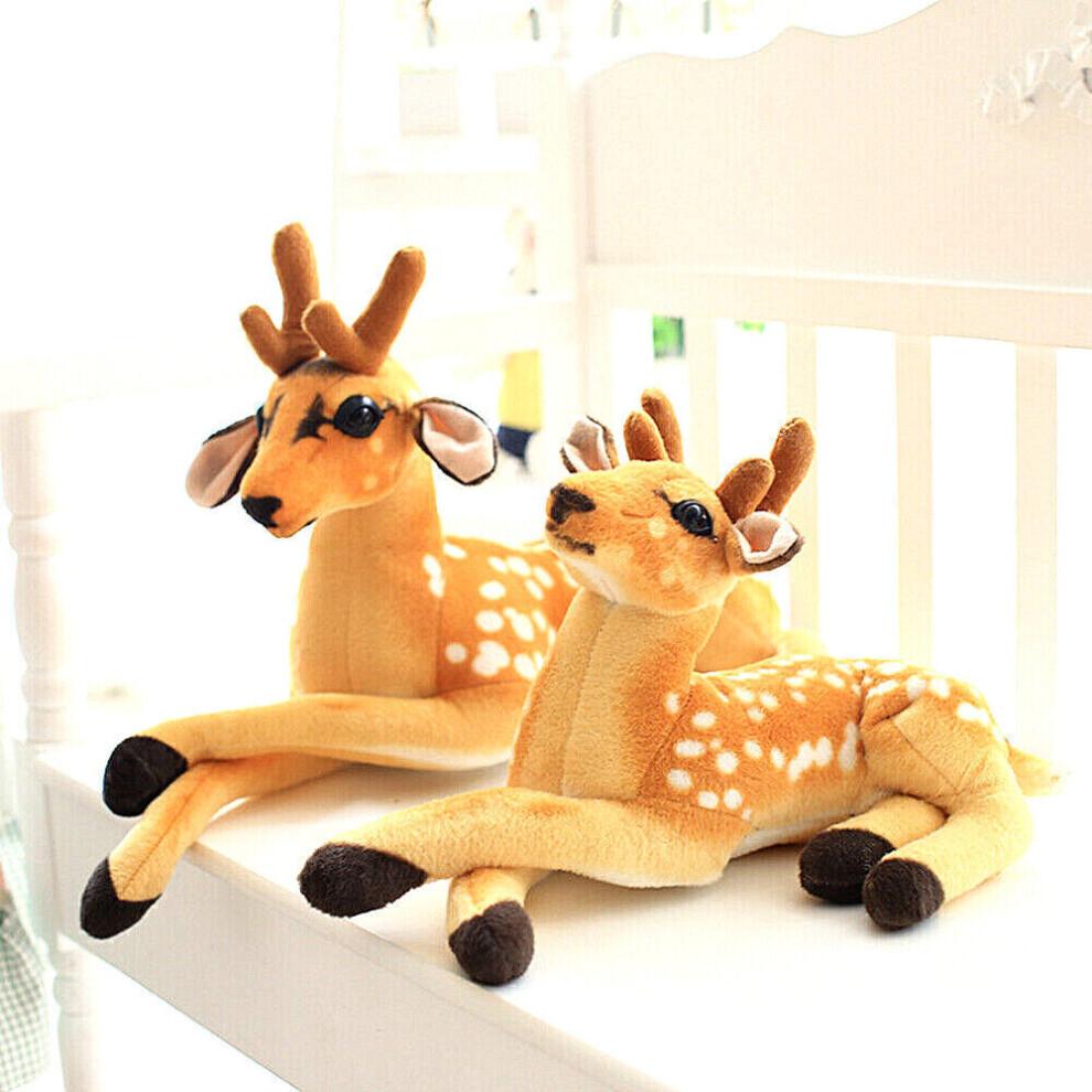 30cm Big Cuddly Deer Plush Soft Toy Sitting Reindeer Animal Gifts For Kids