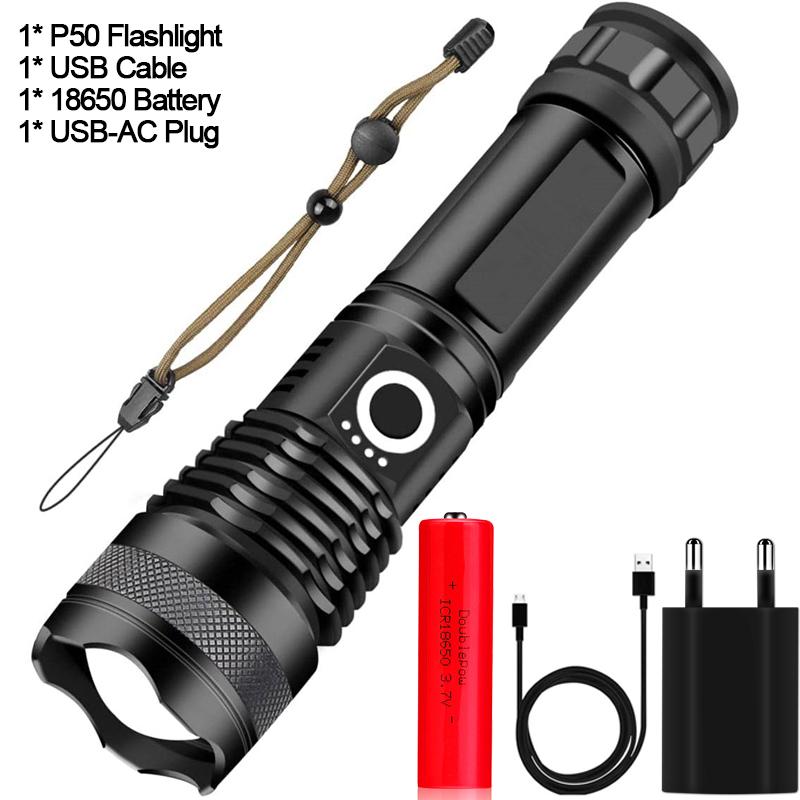 New XHP70 LED Flashlight XHP50 LED Flashlights USB Rechargeable Flashlight Zoomable Torch Waterproof Torch Camping Flashlight