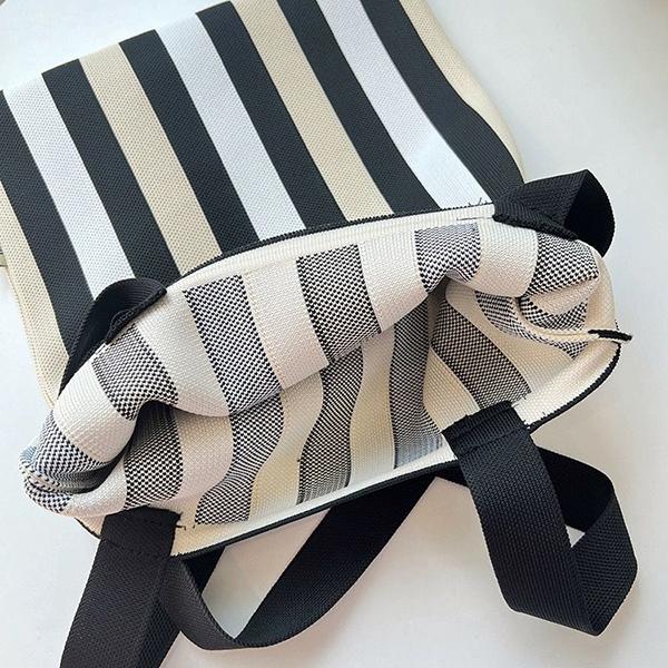 WTEMPO Striped Travel Handbags Stylish Chinese Style Underarm Single-shoulder Bags Ethnic Style Double-shoulder Knitted Bags