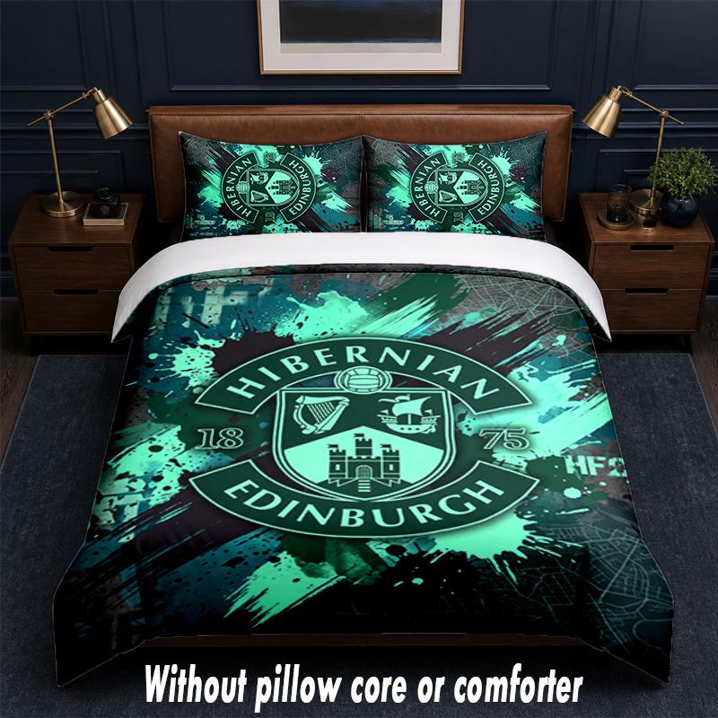 Hibernian FC Design Bed Bedding Set 1 Duvet Cover + 2 Pillowcases Soft Breathable Household Bed Linens