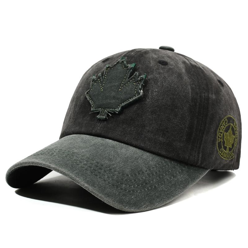 

Washed Color - Block Unstructured Cap, 3D Maple Leaf Patch, Outdoor Casual Hat for Spring/Summer/Autumn 56-60cm