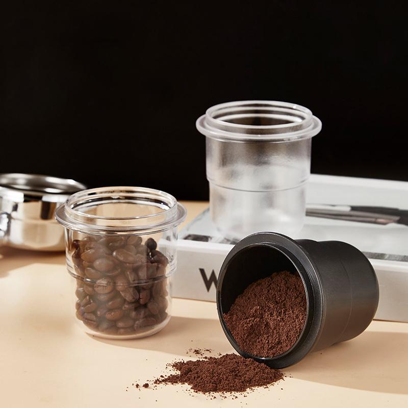 58Mm Coffee Portafilter Dosing Cup Black Clear Espresso Sniffing Mug Coffee Dosing Cup Anti-Flying Powder Coffee Machine Tools