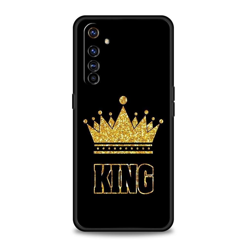 Couple Style Crown King Queen Phone Case For Realme 12 11 10 9 8 5G 7 6 GT5 GT3 GT2 Pro C21 C11 C25 C35 GT Neo 2 3 3T 5 Cover