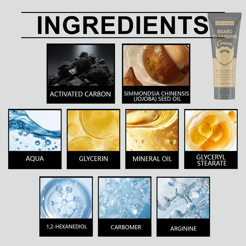 Beard Wash & Care Set: Beard Cleansing Cream + Beard Care Oil. Provides Cleansing and Care, Long-lasting Moisture, Prevents Dryness and Frizz.