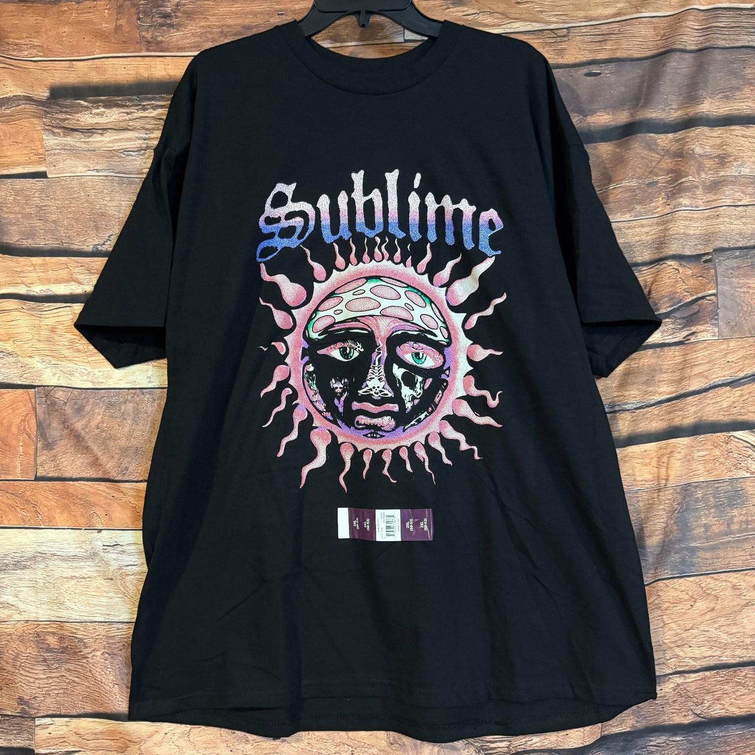 Sublime Men s Black 2XL Cotton Band Music Graphic Crew Neck Unisex T-Shirt S