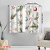 2pcs,2D Plane Printing Minimalist Curtains Christmas Ornaments Pinecones Holly Snowflakes Polyester Fabric (without Rod)