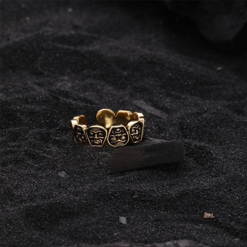 Sophisticated Antique Gold Adjustable Ring For Women With Unique Geometric Zircon Design
