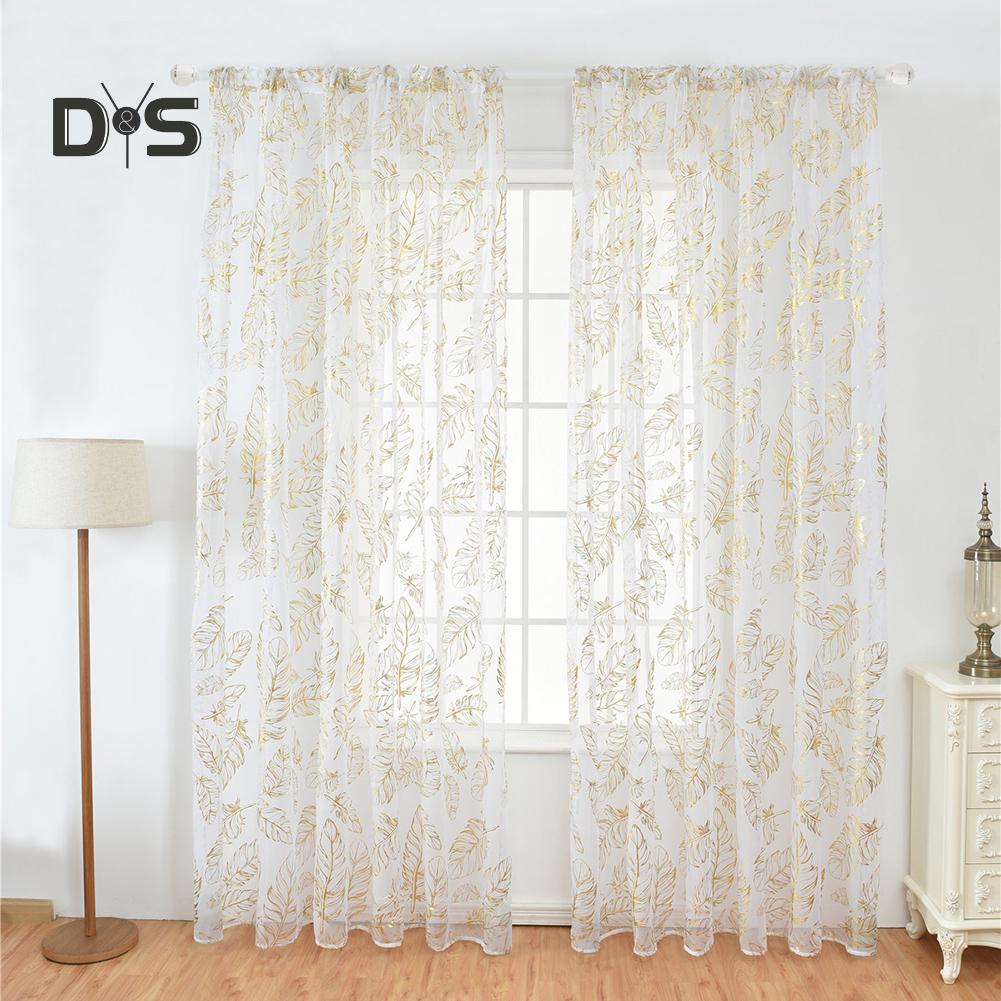 DYS Home Decor Feather Design Drape Balcony Window Tulle Voile Sheer Curtain