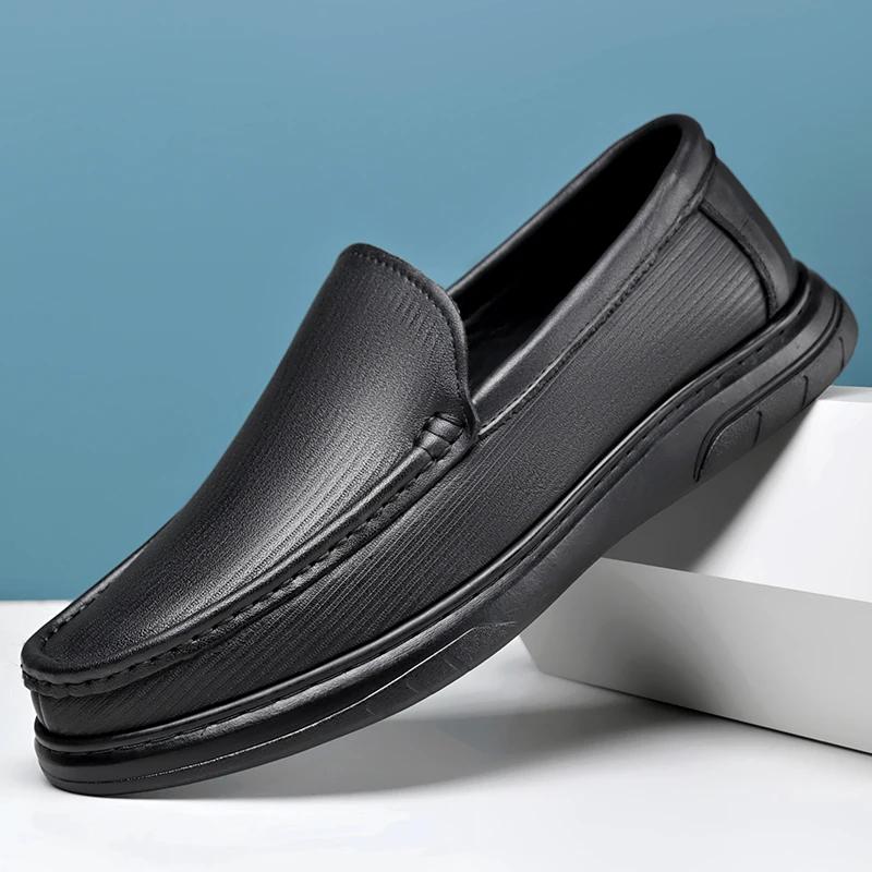 FashionGenuine Leather Casual Shoes for Men Handmade Platform Walking Shoes Leisure Walk Male Outdoor Footwear Hot Sale Slip on Loafers