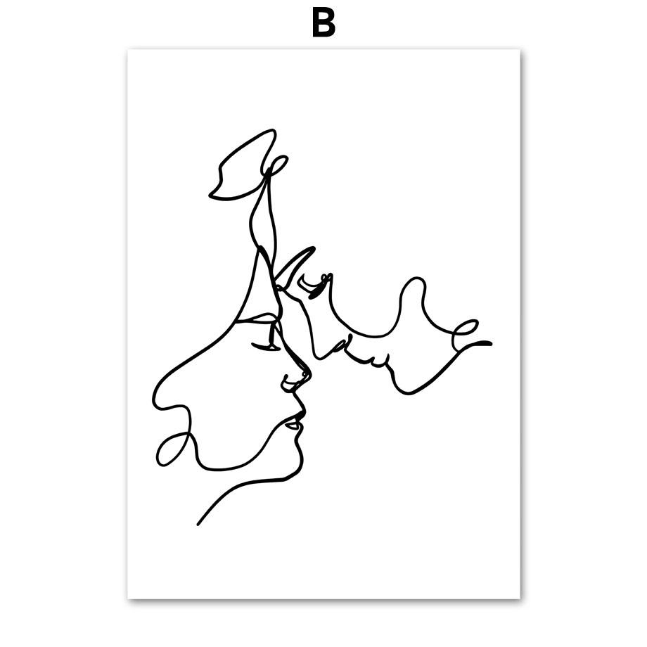 Modern Minimalist Style Abstract One Line Nordic Poster Gallery Wall Art Print Canvas Painting Decor Pictures For Living Room