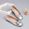 Women's Flat Shoes Shallow Mouth Square Head Single Shoes Women's New Summer Flat Bottomed Soft Leather Large Size Woman Shoes
