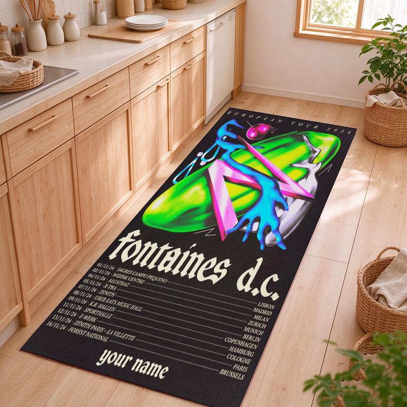 fontaines d.c Customizable name kitchen floor mat easy to clean and wipe down Suitable for kitchens living rooms and entryways—a perfec