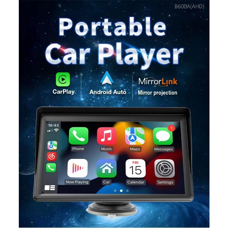 7'' Universal Car Radio Wireless Carplay Android Auto Mirrorlink Portable BT/USB/AUX with Sun Visor Multimedia  Car Player