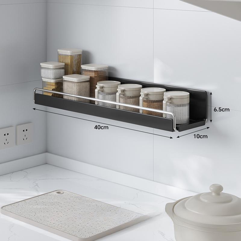 Kitchen Spice Storage Racks Punch-Free Wall Mounted Sundries Organization Metal Shelf Home Multifunctional Metal Seasoning Frame