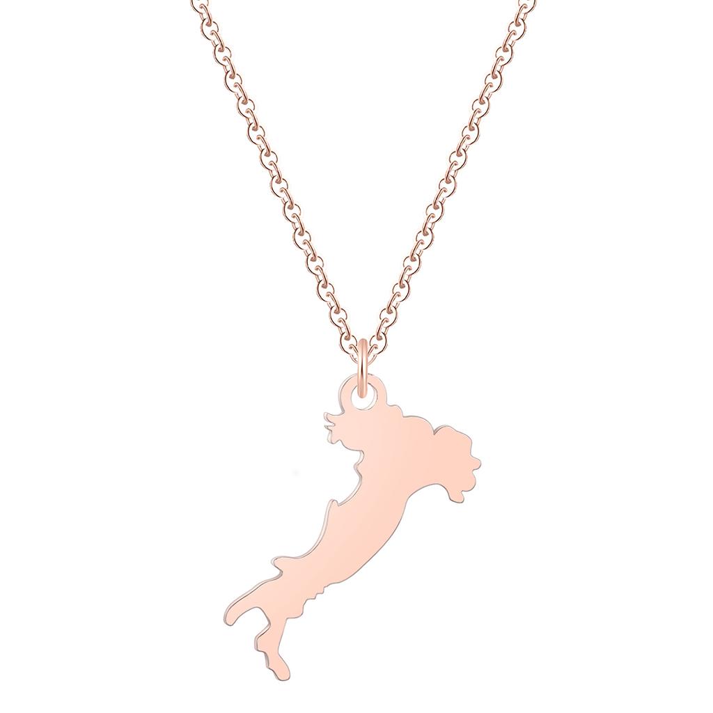 Kinitial Fashion Design Charms Italian Map Pendant & Necklaces for Women Girl Kolye Stainless Steel Choker Jewelry