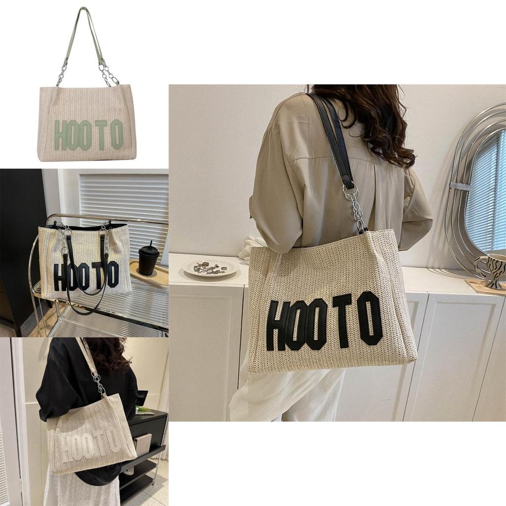 Fashionable Woven Tote Bag For Women Medium-sized Trendy Handbag In Black