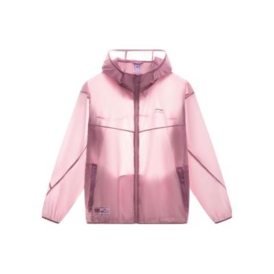 Li Ning China Color Series Einfarbige Kapuzen-Windjacke mit Reißverschluss Langarm Herren Oberbekleidung Hellrosa AFDT163-6